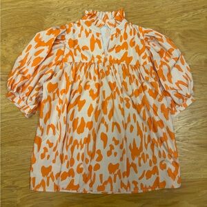 Women’s Amazon Orange and White Patterned Blouse